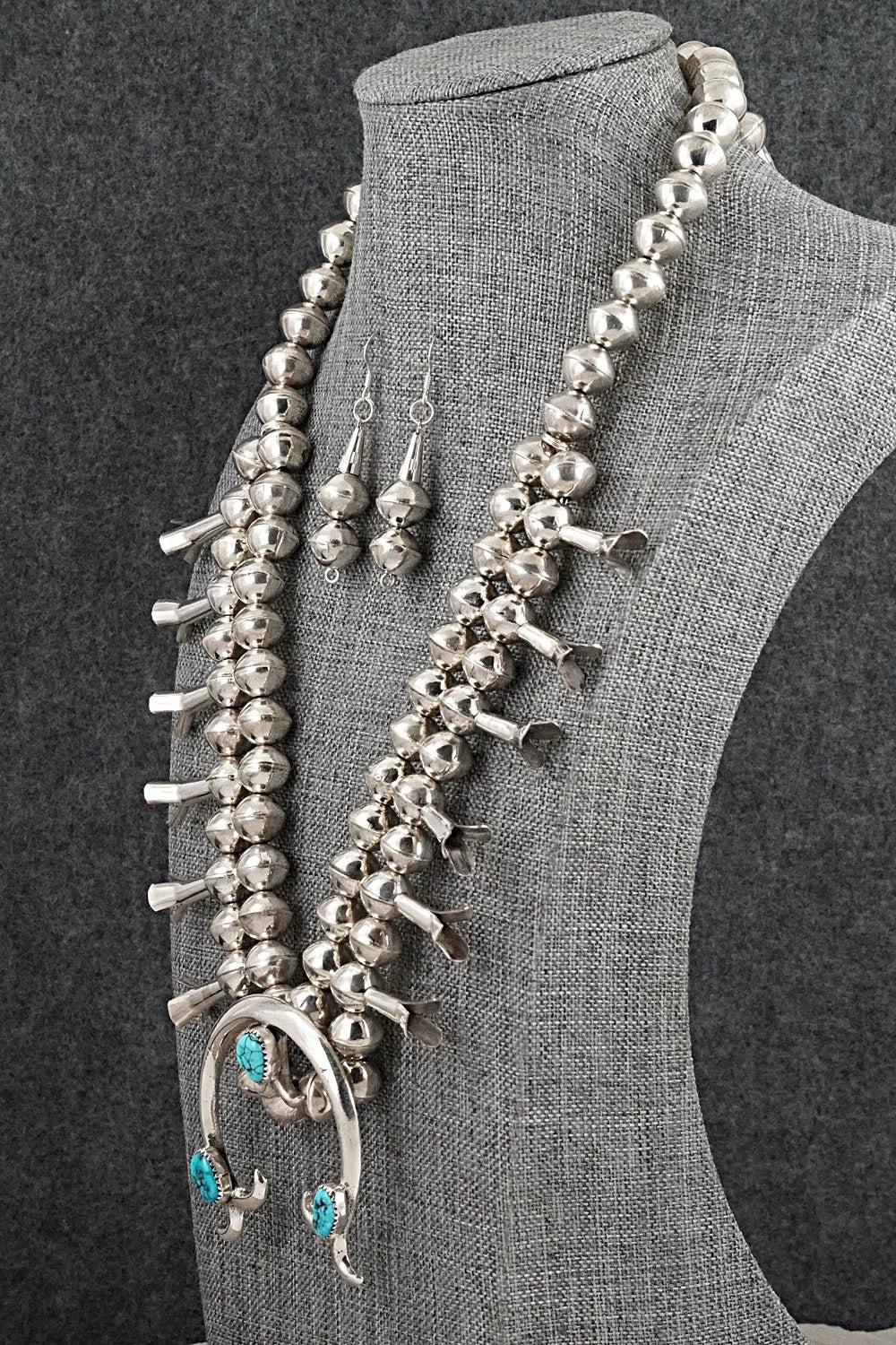 Turquoise & Sterling Silver Squash Blossom Set - Phillip Martin