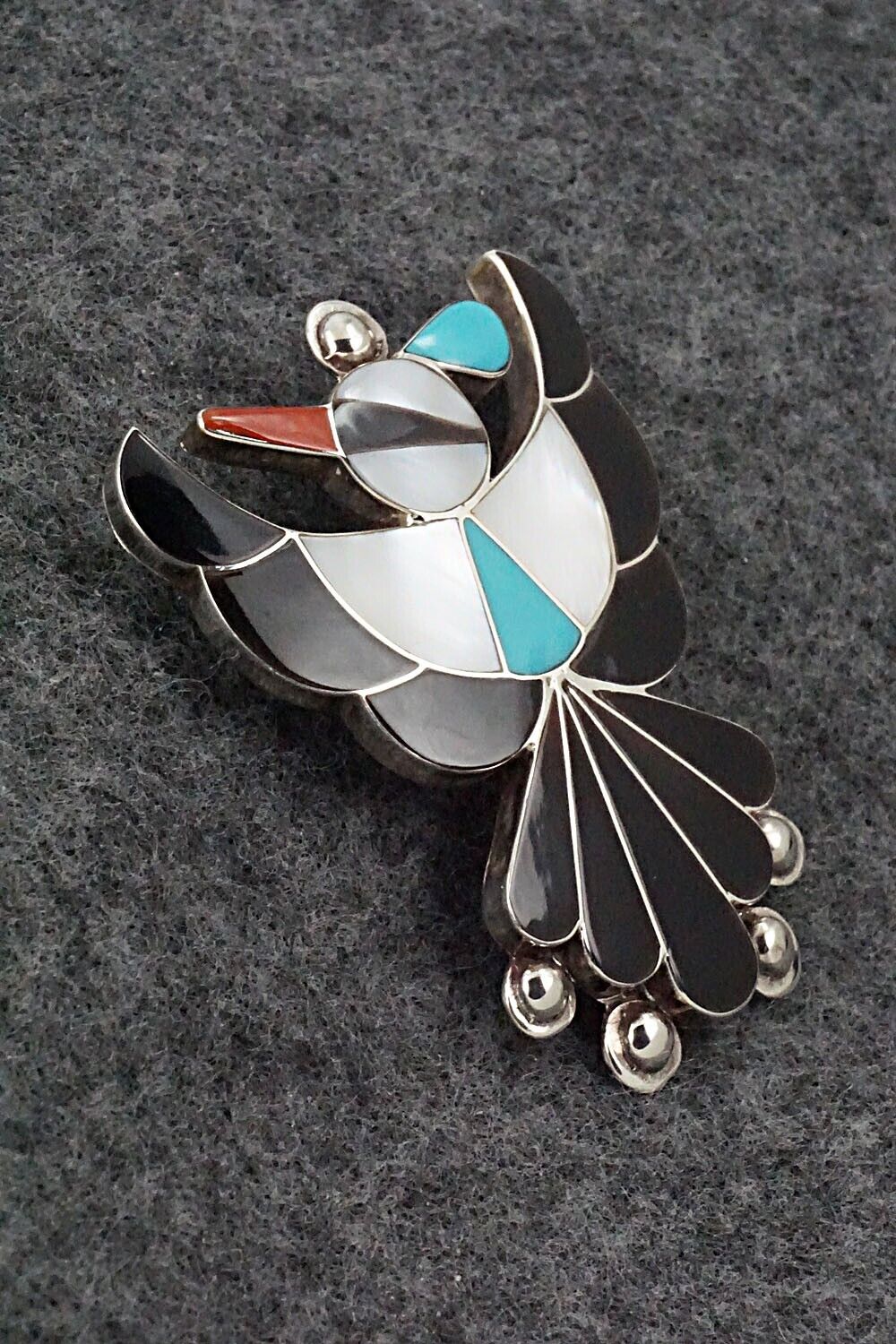 Multi Stone & Sterling Silver Inlay Pendant / Pin - Leavus Ahiyite