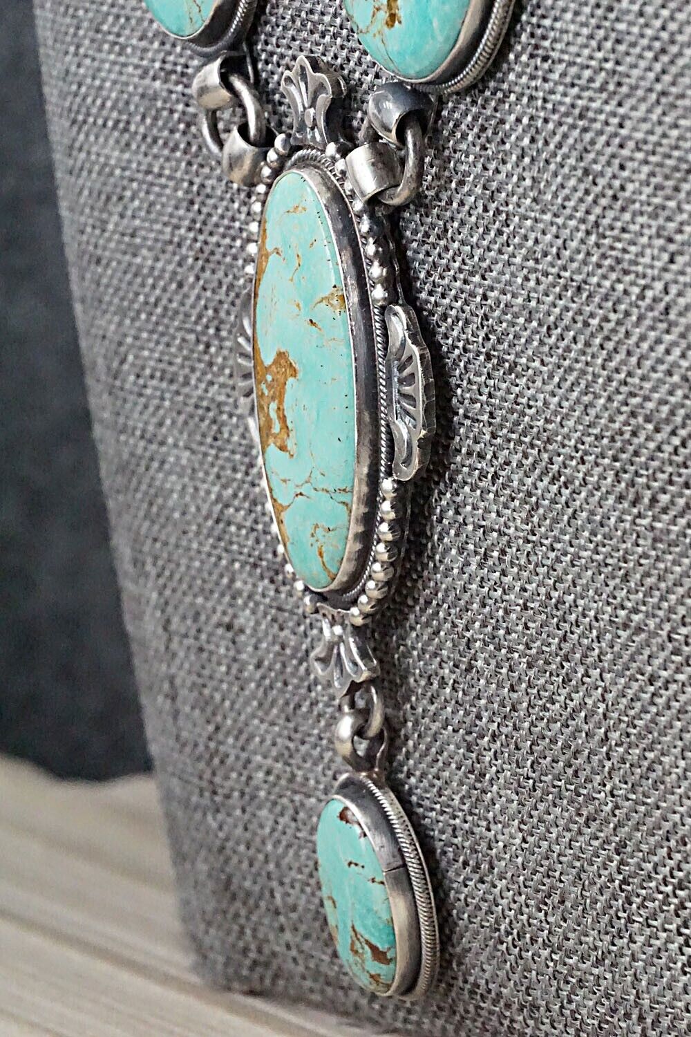 Turquoise & Sterling Silver Necklace and Earrings Set - Annie Hoskie