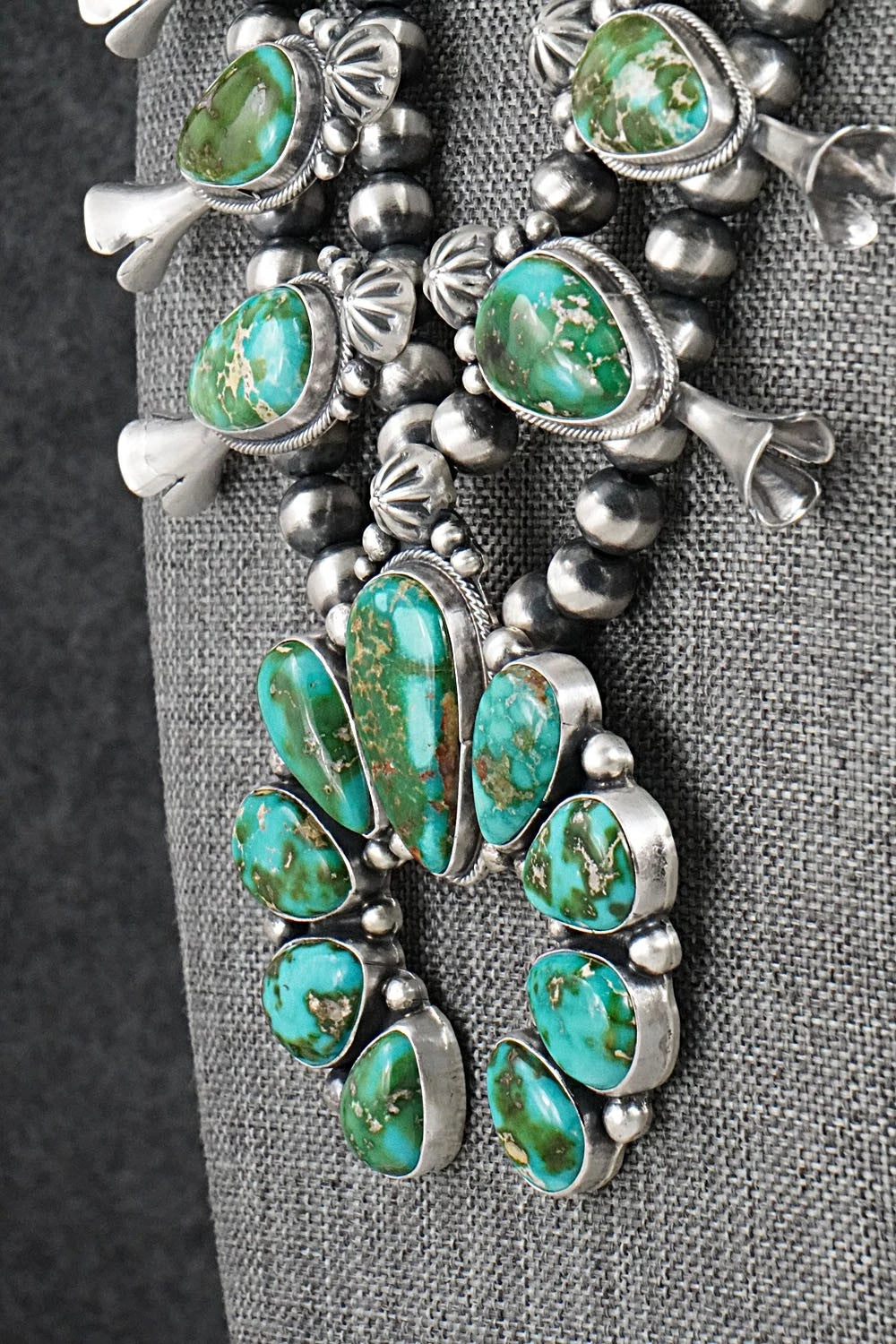 Turquoise & Sterling Silver Squash Blossom Set - Darrin Livingston
