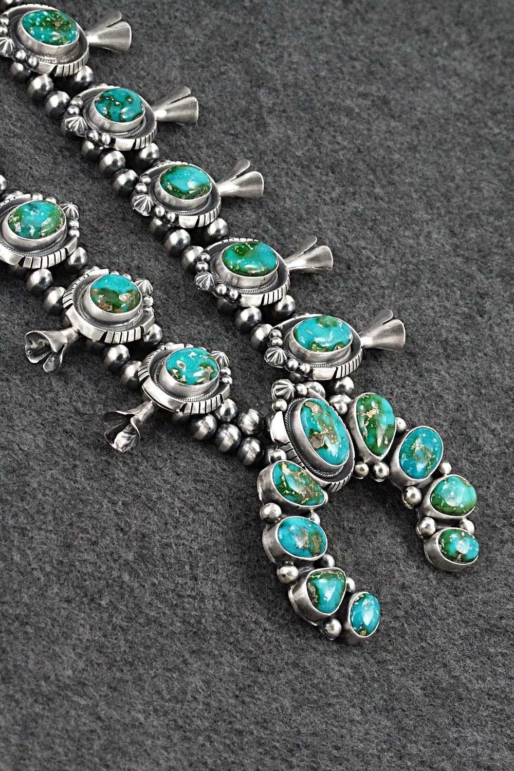 Turquoise & Sterling Silver Squash Blossom Set - Bob Becenti