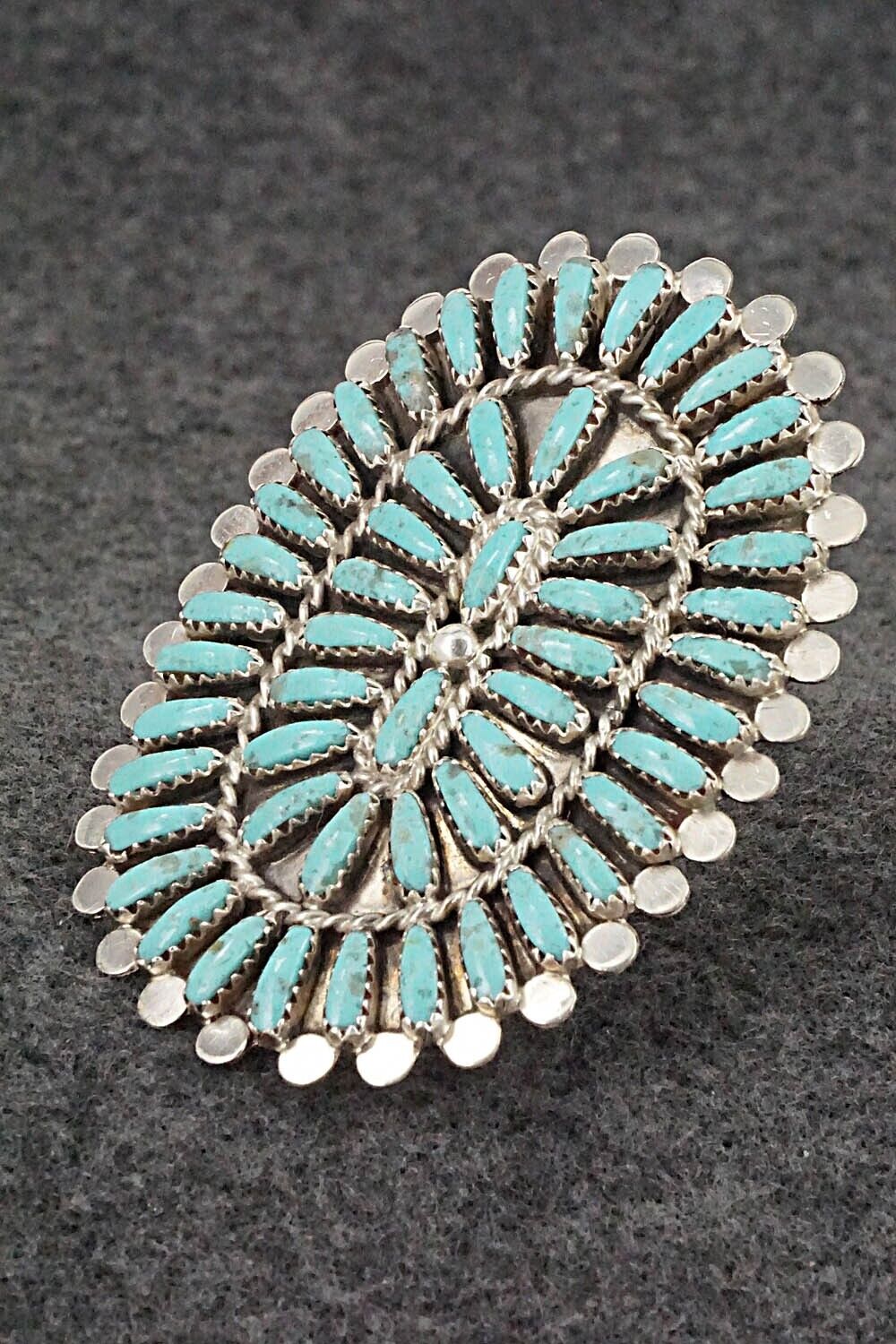 Turquoise & Sterling Silver Ring - Lavell Byjoe - Size 7.75