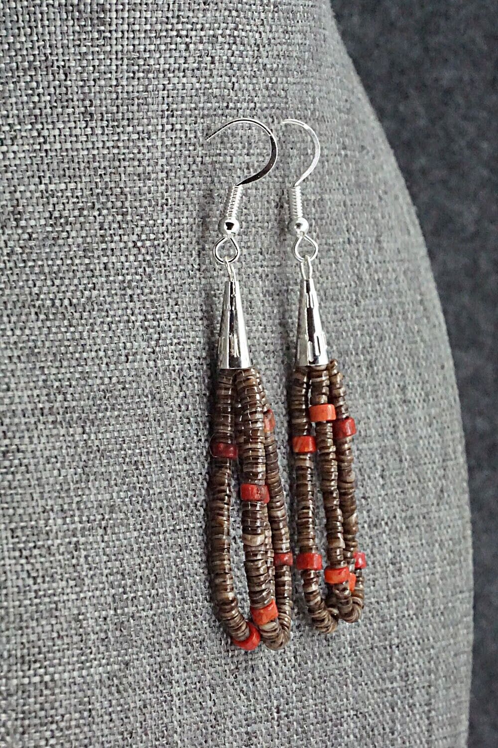 Coral, Shell & Sterling Silver Earrings - Ramona Bird