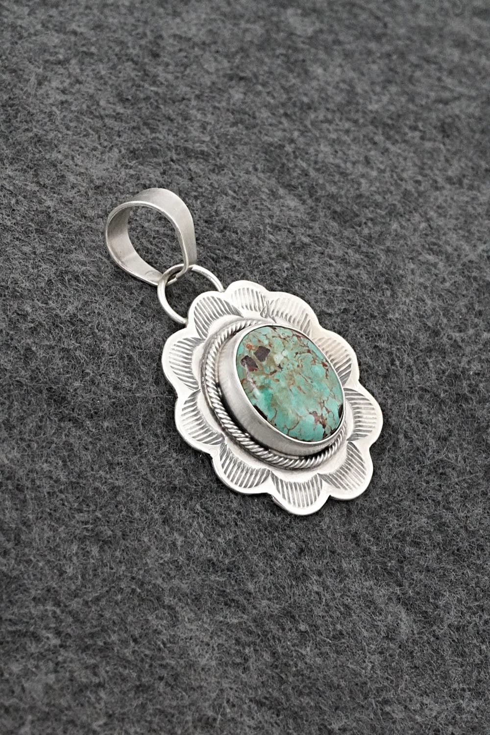 Turquoise & Sterling Silver Pendant - Cordell Platero