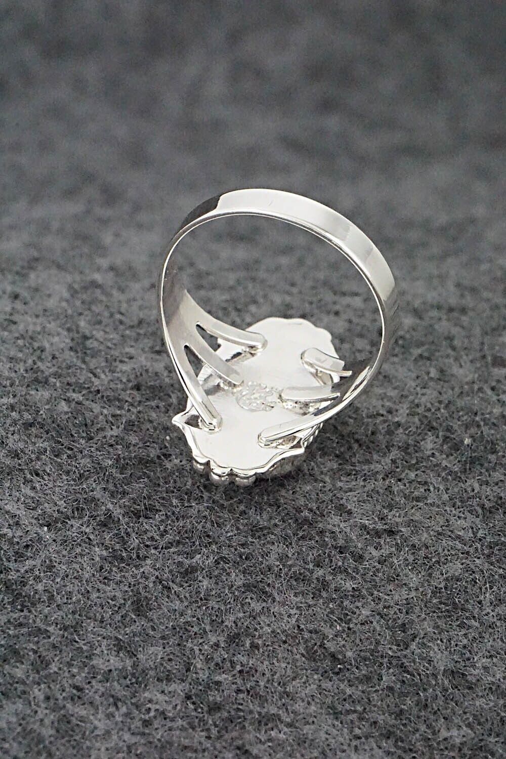 Turquoise, Opalite & Sterling Silver Inlay Ring - James Manygoats - Size 8