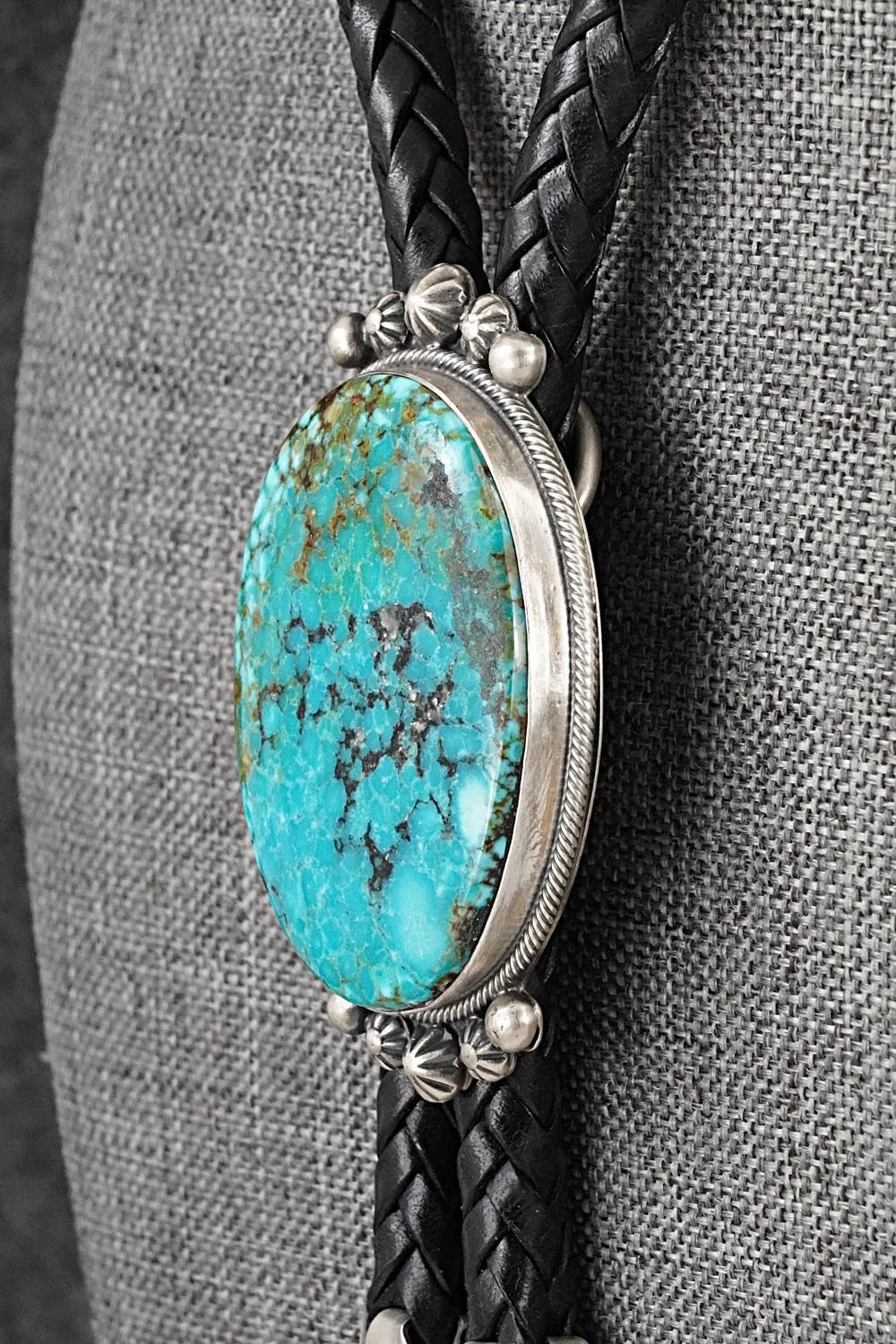 Turquoise & Sterling Silver Bolo Tie - Bobby Johnson