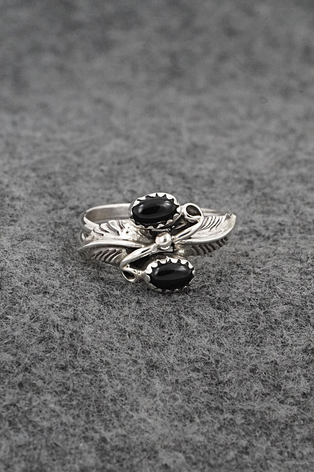 Onyx & Sterling Silver Ring - Harry B. Yazzie - Size 8