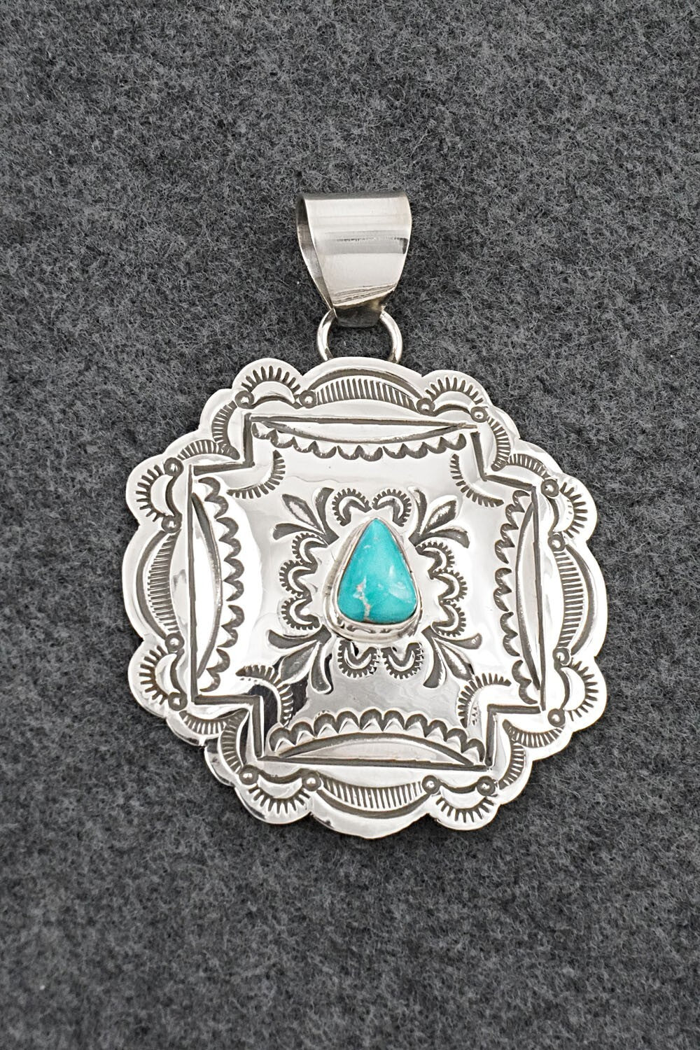 Turquoise & Sterling Silver Pendant - Arnold Blackgoat