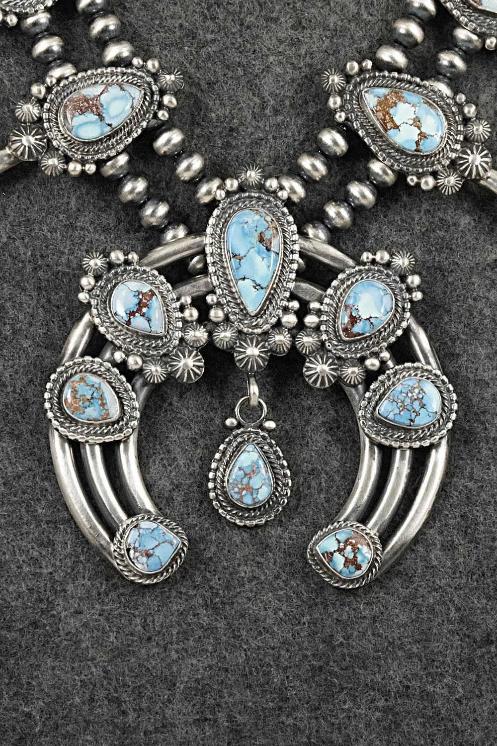 Turquoise & Sterling Silver Squash Blossom Set - Tom Lewis