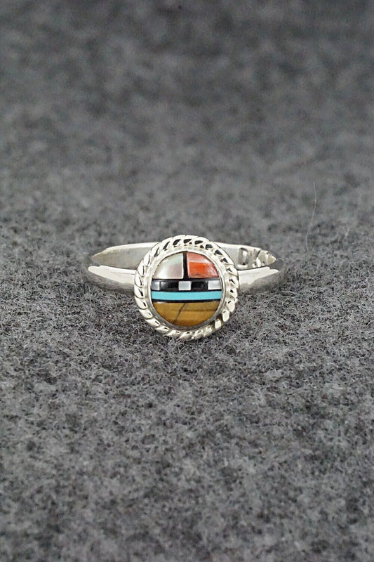 Multi-Stone & Sterling Silver Ring - Delbert Kallestewa Jr. - Size 9.5