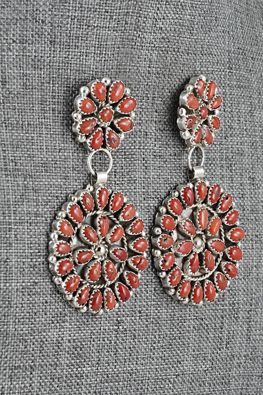 Coral & Sterling Silver Earrings - Eunice Wilson
