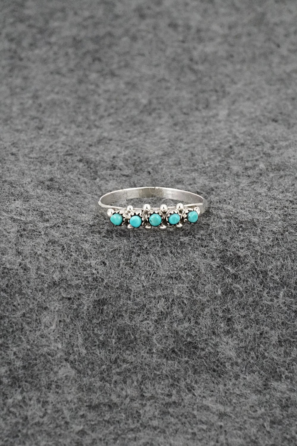 Turquoise & Sterling Silver Ring - April Haloo - Size 8.5