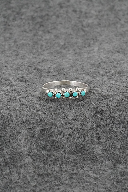 Turquoise & Sterling Silver Ring - April Haloo - Size 8.5