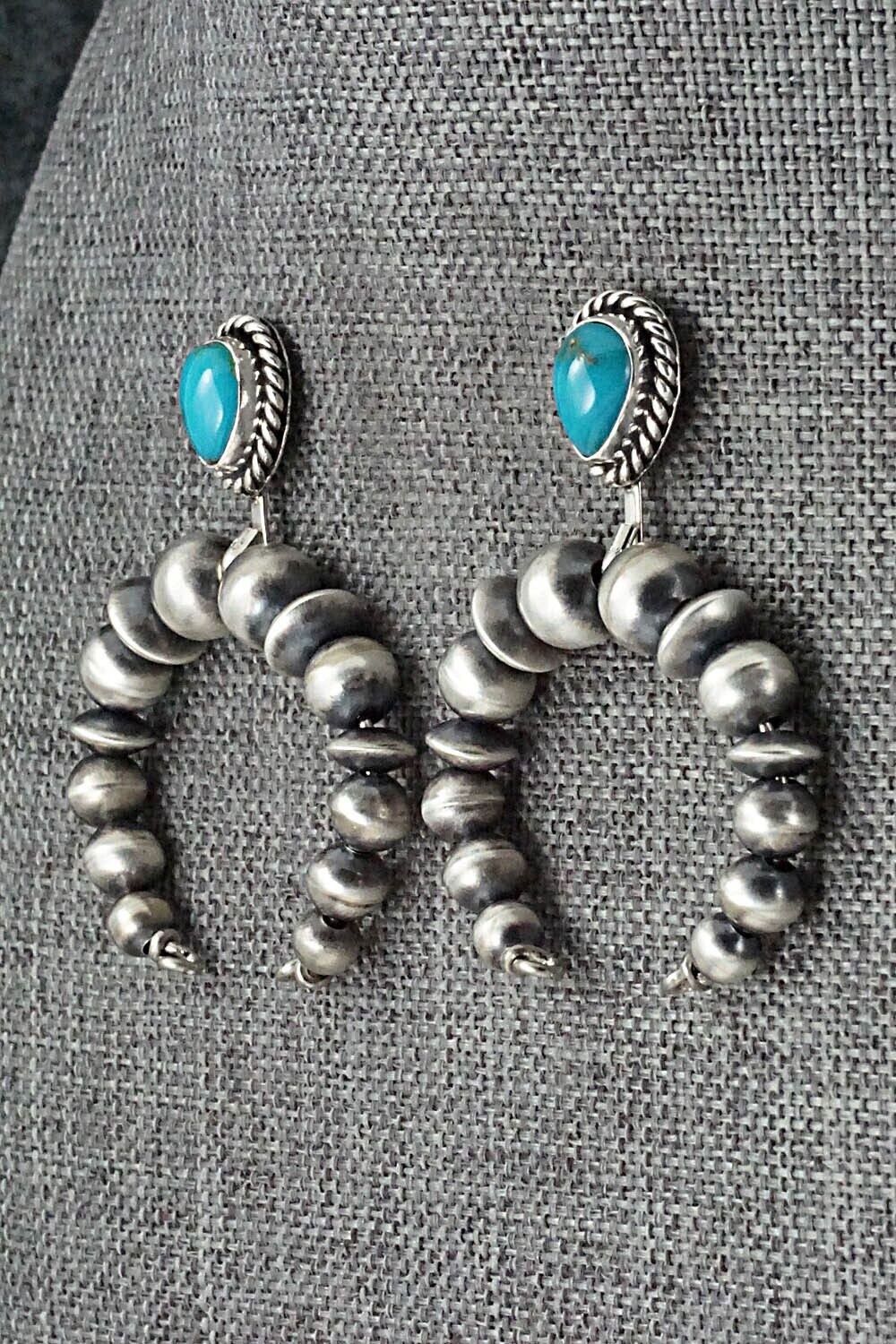 Turquoise & Sterling Silver Navajo Pearl Earrings - Amanda Larry