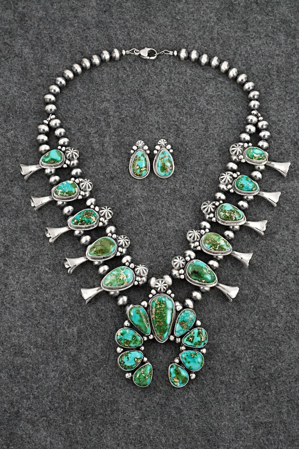 Turquoise & Sterling Silver Squash Blossom Set - Darrin Livingston