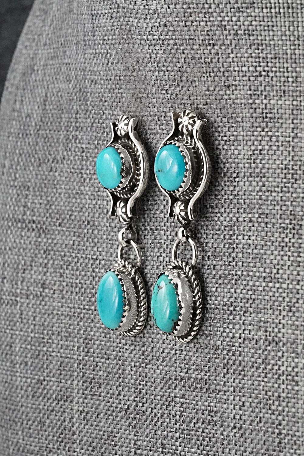 Turquoise & Sterling Silver Necklace and Earrings Set - Phil Nez