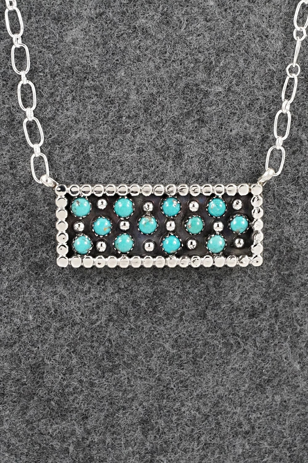 Turquoise & Sterling Silver Necklace - Kenny Lonjose