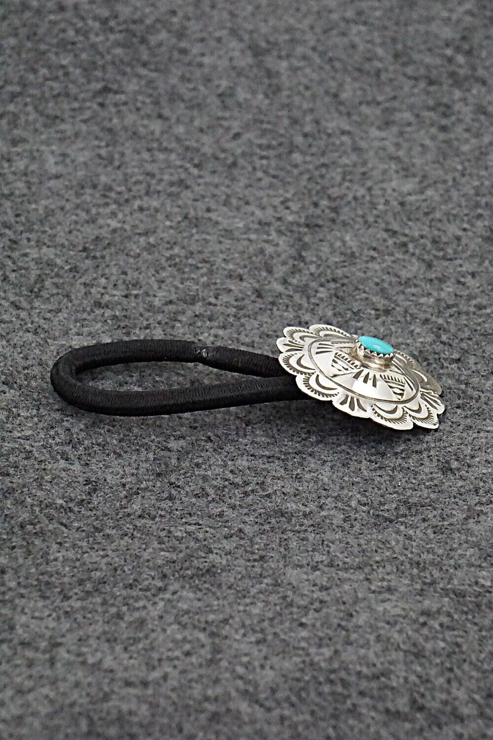 Turquoise & Sterling Silver Hair Tie - Bertha Begay