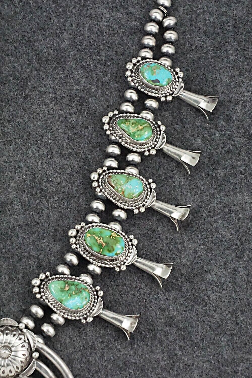 Turquoise & Sterling Silver Squash Blossom Set - Tom Lewis