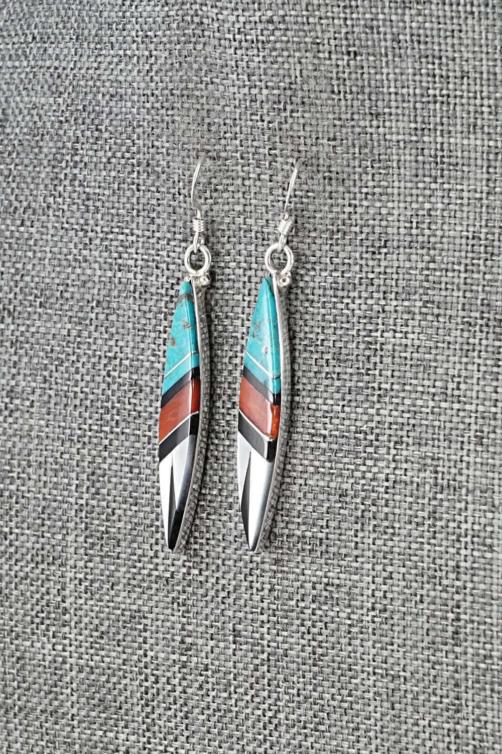 Multi-Stone Inlay & Sterling Silver Earrings - Cleo Kallestewa