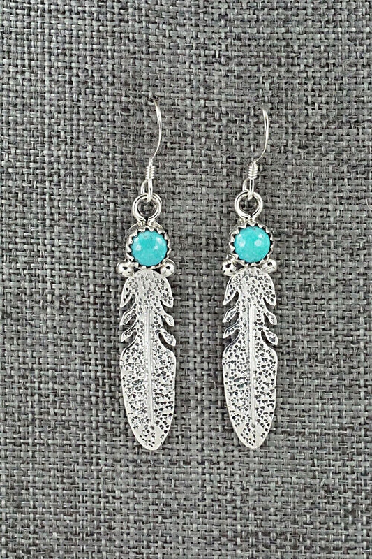 Turquoise & Sterling Silver Earrings - Lee Shorty