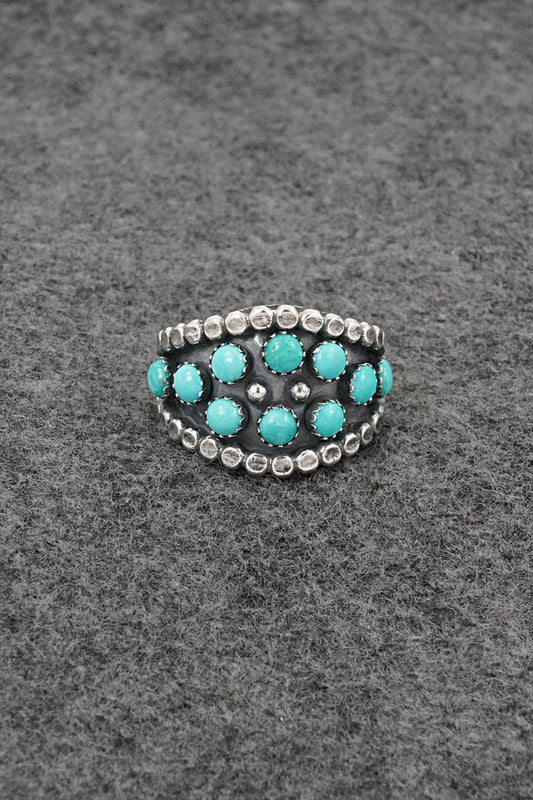 Turquoise & Sterling Silver Ring - Kenny Lonjose - Size 9.5