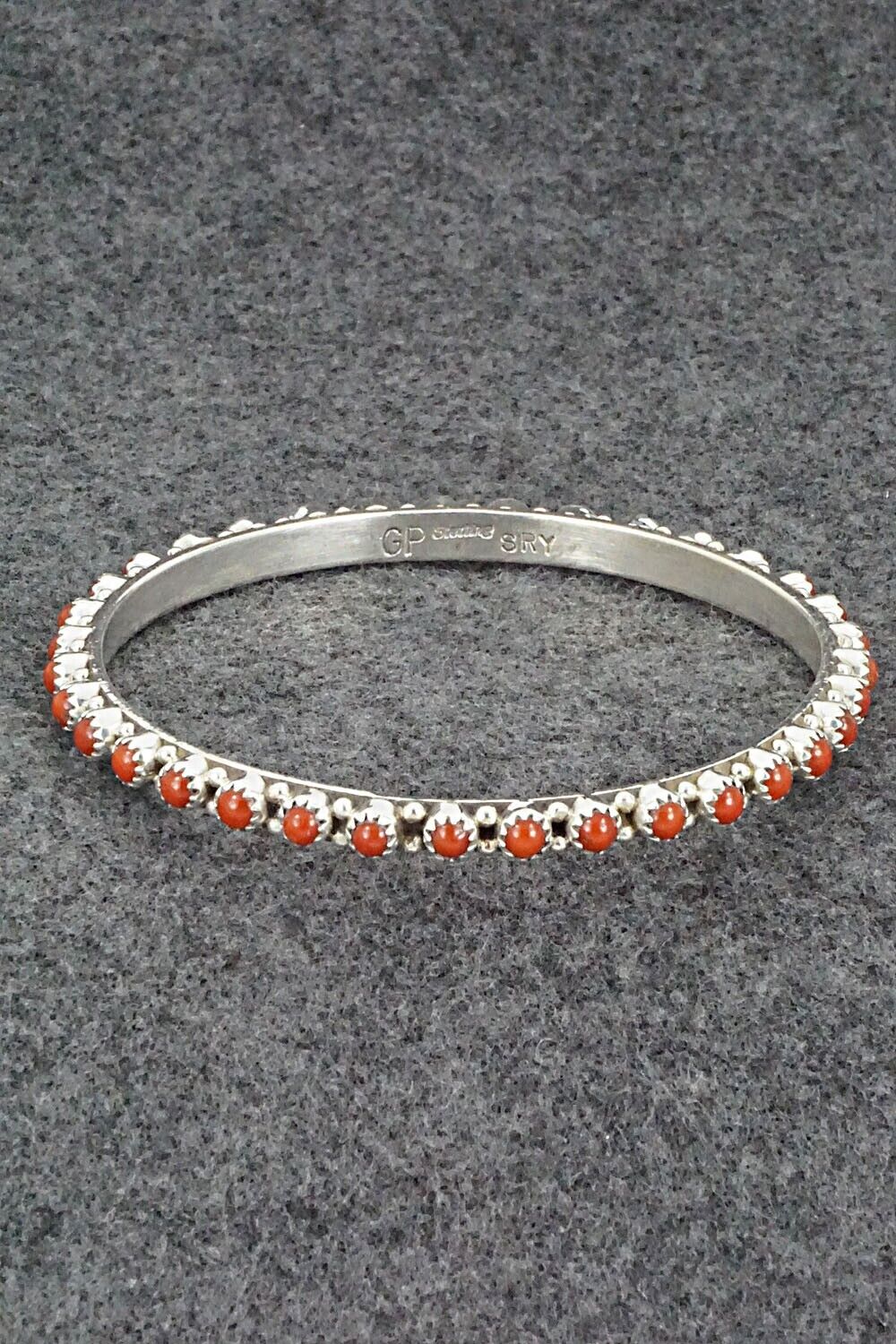 Coral & Sterling Silver Bangle - Gaynell Parker