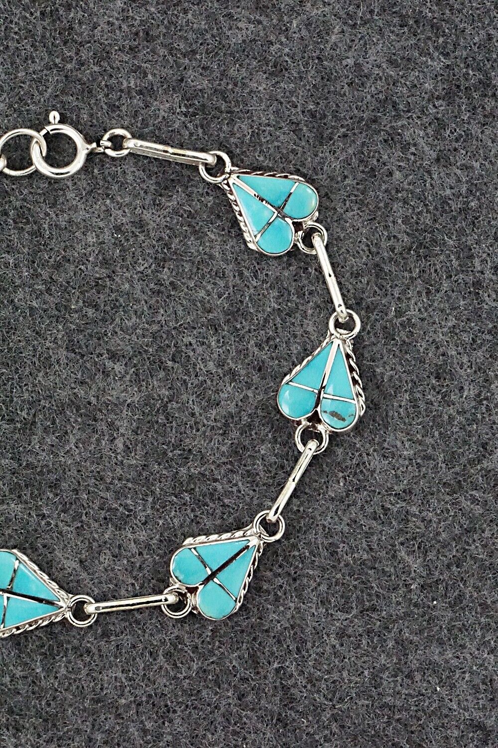 Turquoise & Sterling Silver Link Bracelet - Velda Nastacio