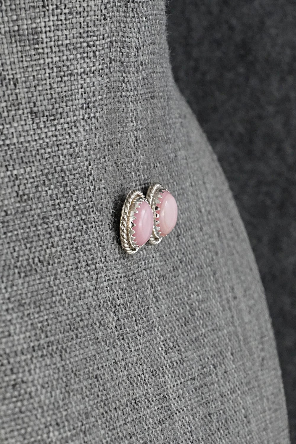 Pink Conch & Sterling Silver Earrings - Esther White