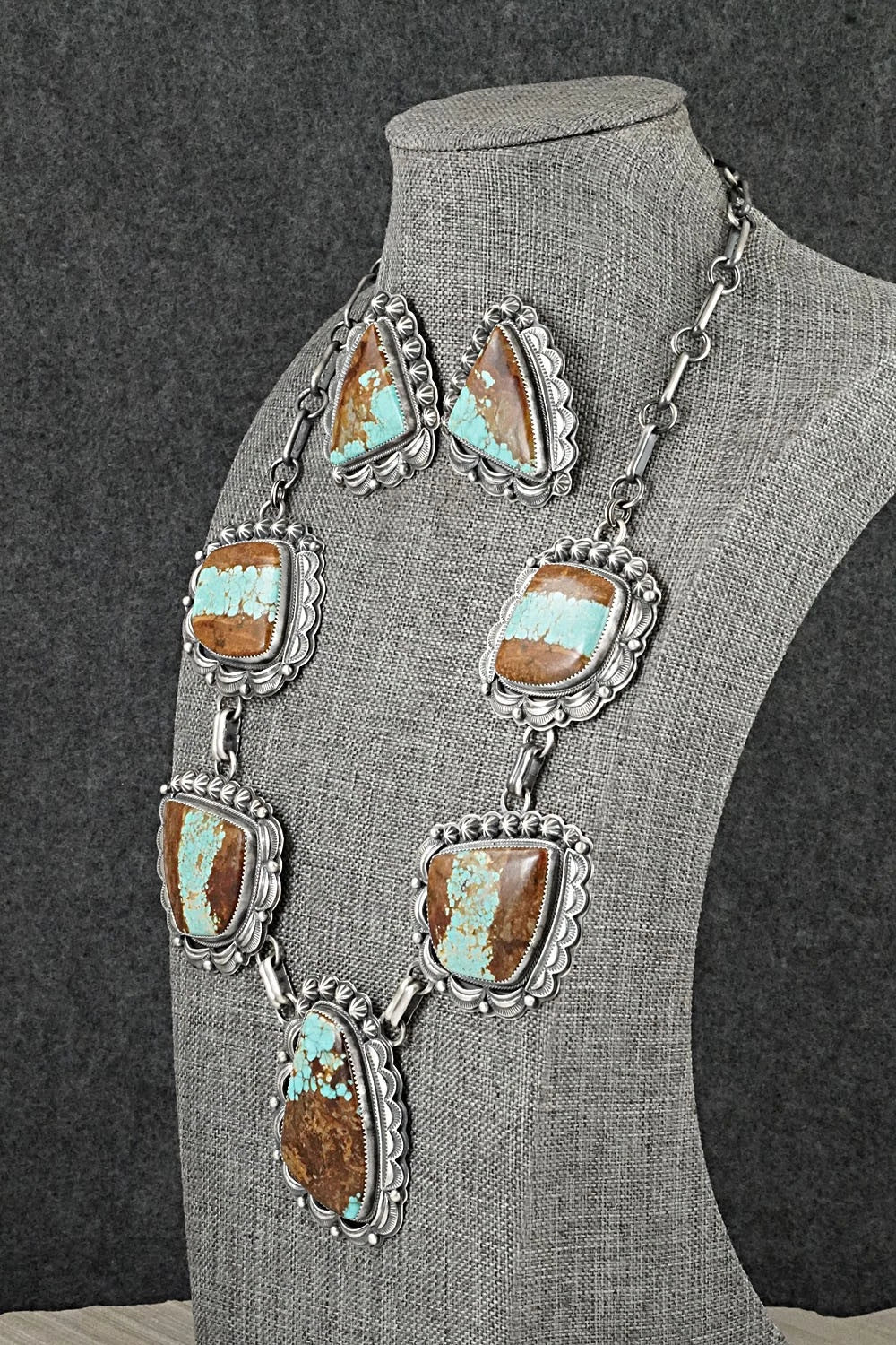 Turquoise & Sterling Silver Necklace and Earrings Set - Randy Boyd
