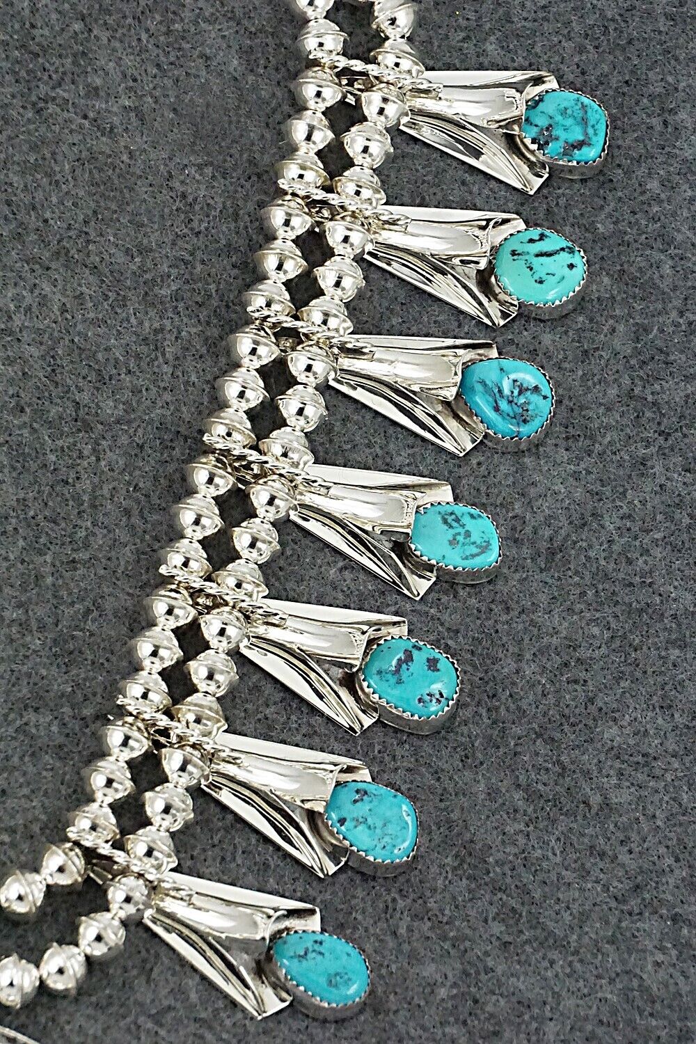 Turquoise & Sterling Silver Squash Blossom Set - Louise Yazzie