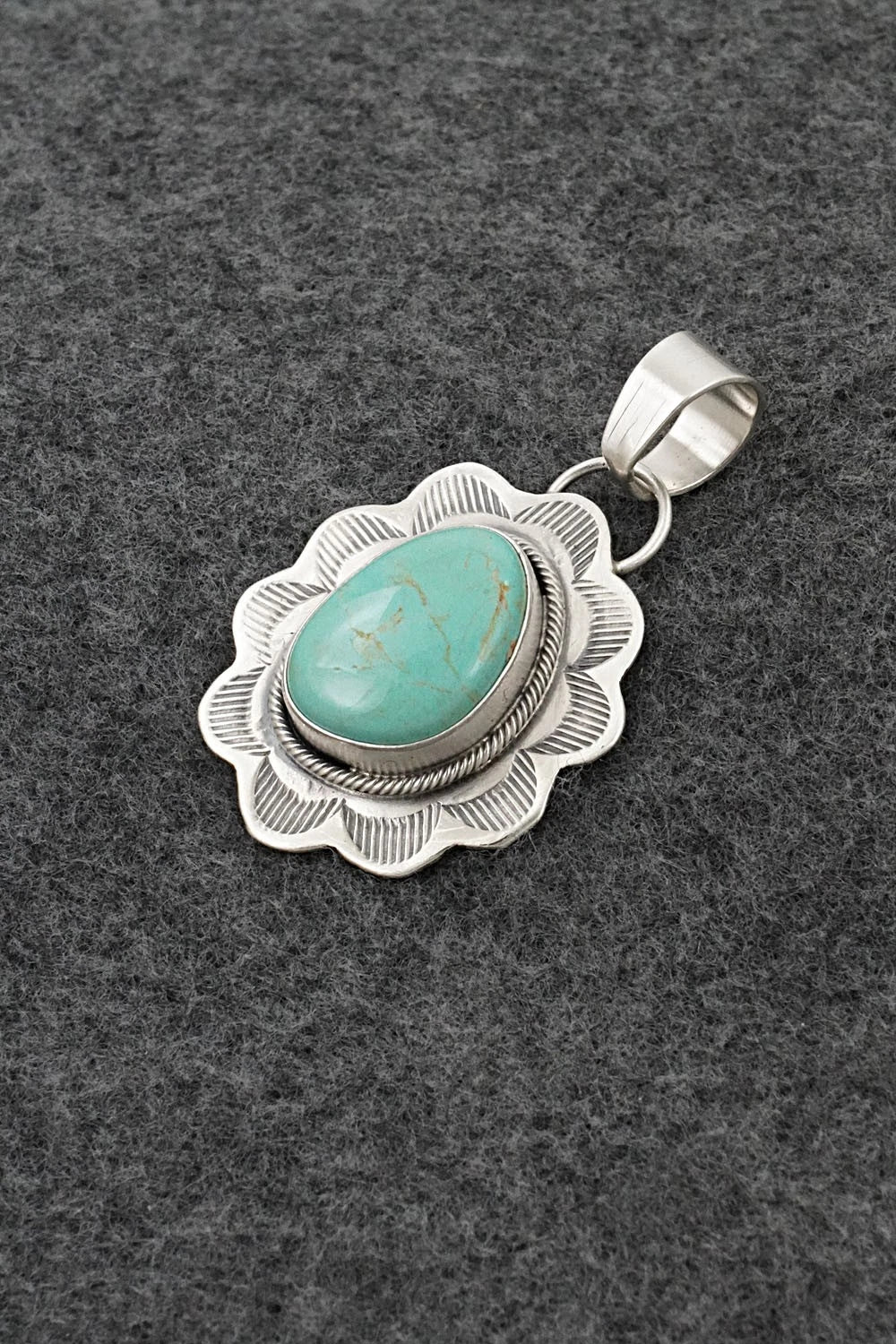 Turquoise & Sterling Silver Pendant - Cordell Platero