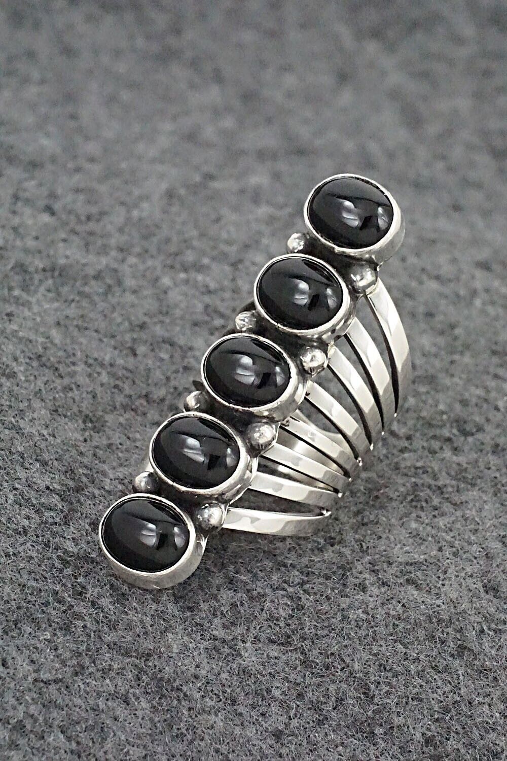 Onyx & Sterling Silver Ring - Thomas Yazzie - Size 8.5