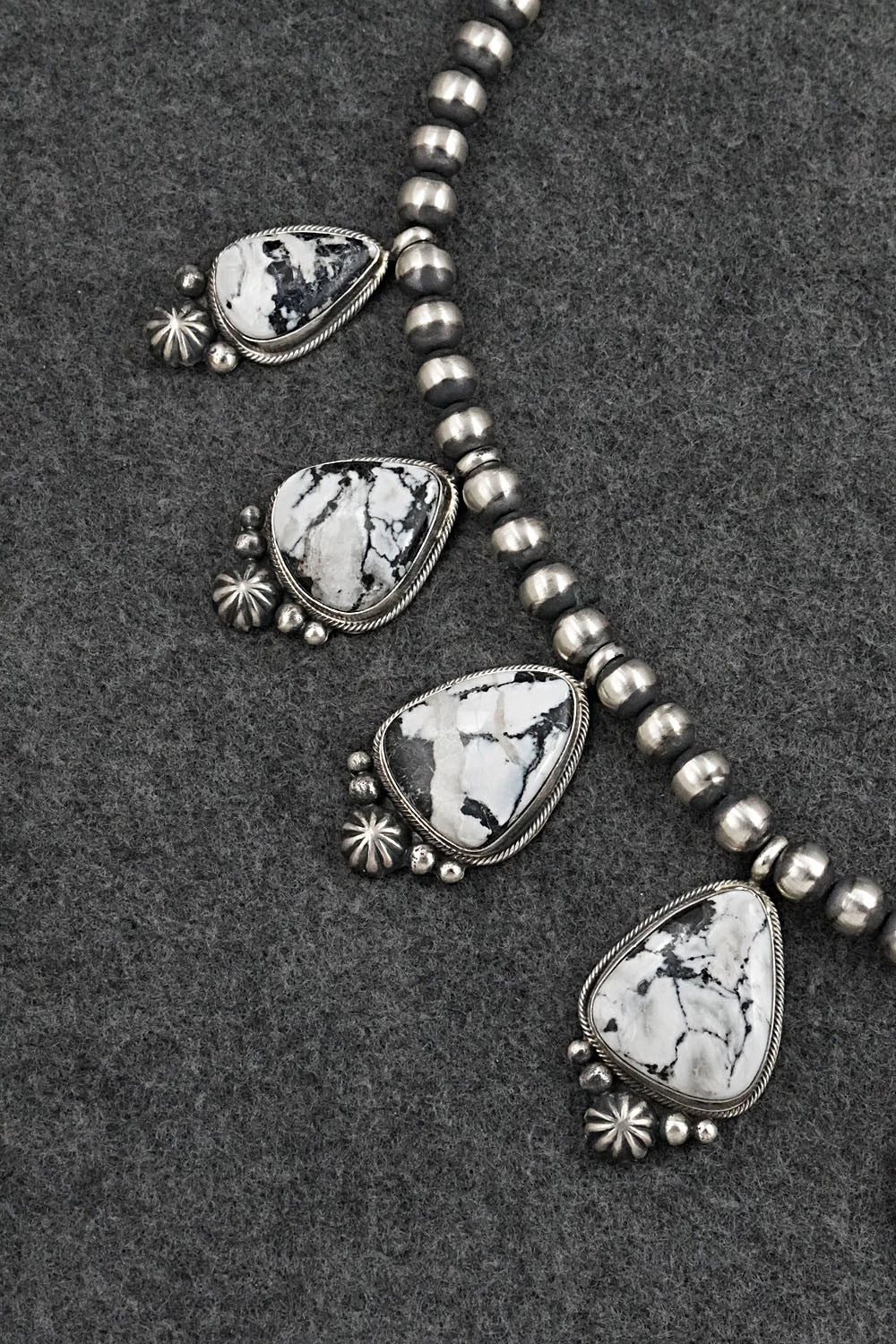 White Buffalo & Sterling Silver Necklace and Earrings Set - Darrin Livingston