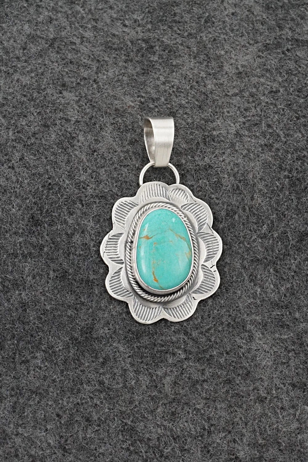 Turquoise & Sterling Silver Pendant - Cordell Platero