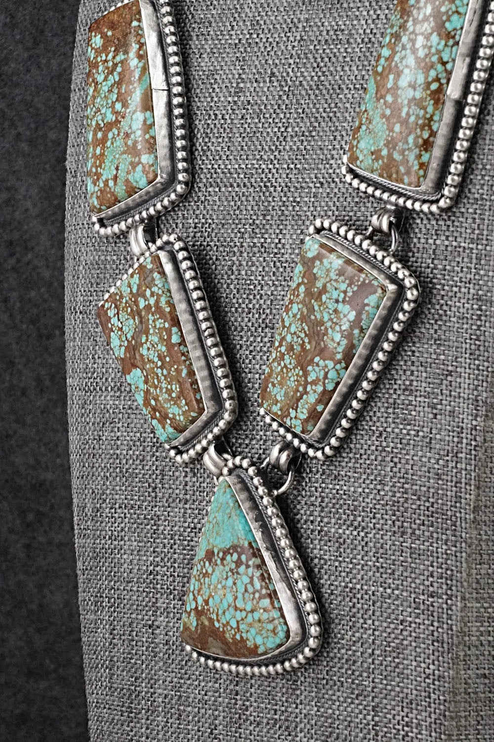 Turquoise & Sterling Silver Necklace and Earrings Set - Darrin Livingston