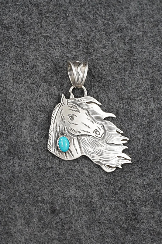 Turquoise & Sterling Silver Pendant - Jeremy Delgarito