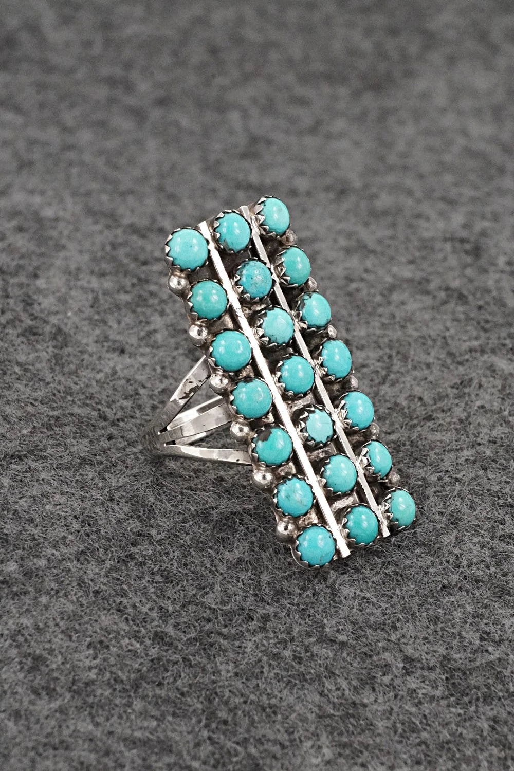 Turquoise & Sterling Silver Ring - Kenny Lonjose - Size 7.5