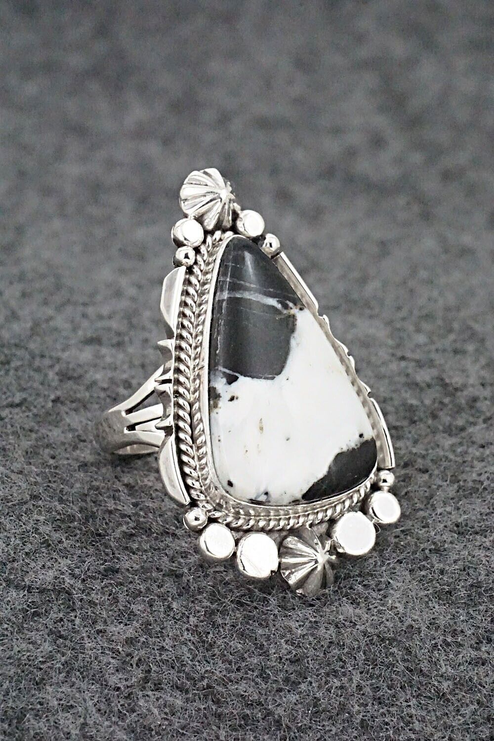 White Buffalo & Sterling Silver Ring - Daniel Benally - Size 6