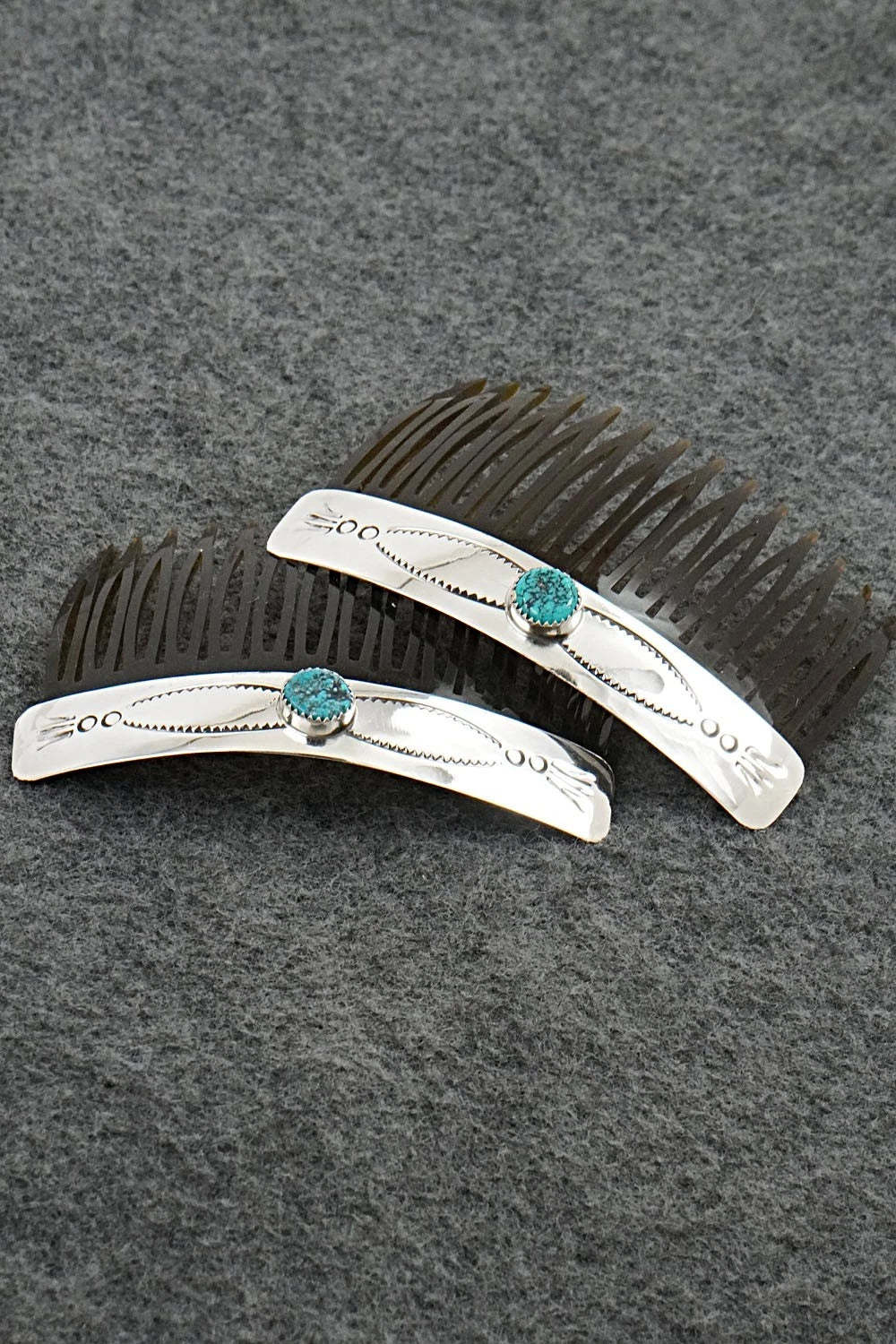 Turquoise & Sterling Silver Hair Combs - Joann Silver