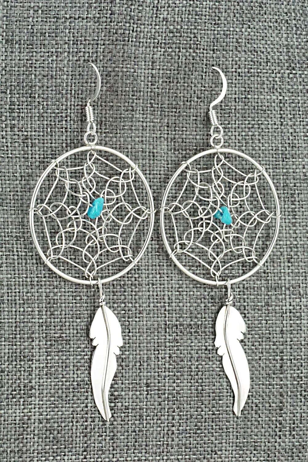 Turquoise & Sterling Silver Earrings - Lorenzo Arviso Jr.