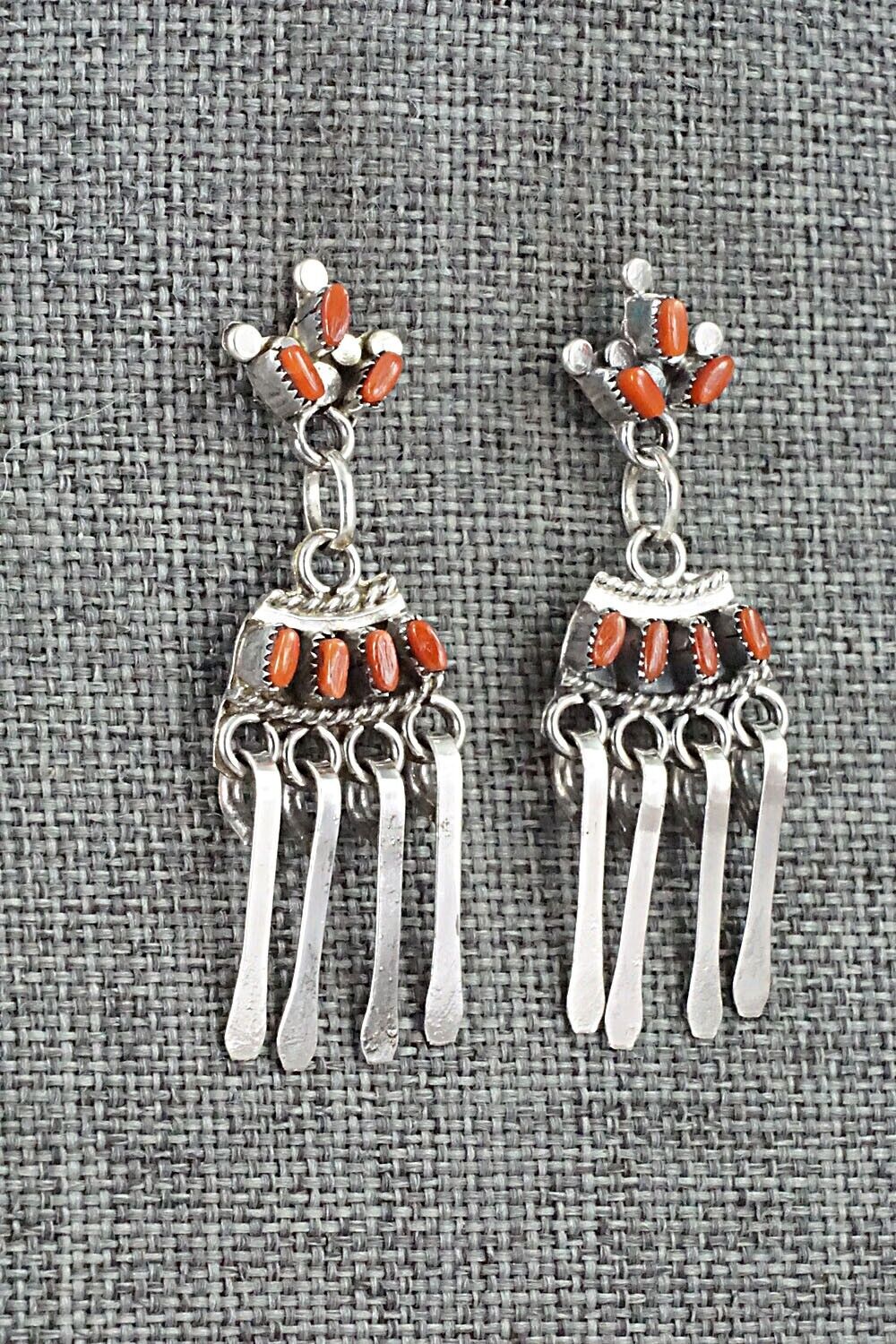 Coral & Sterling Silver Earrings - Rosa Fambrough