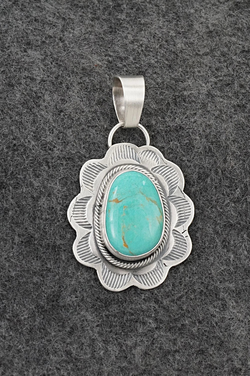 Turquoise & Sterling Silver Pendant - Cordell Platero