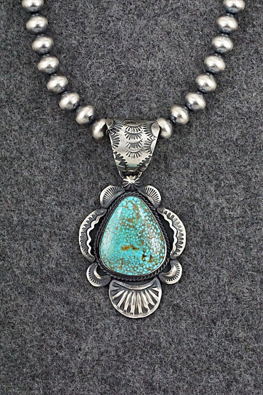 Turquoise and Sterling Silver Necklace - Gilbert Tom