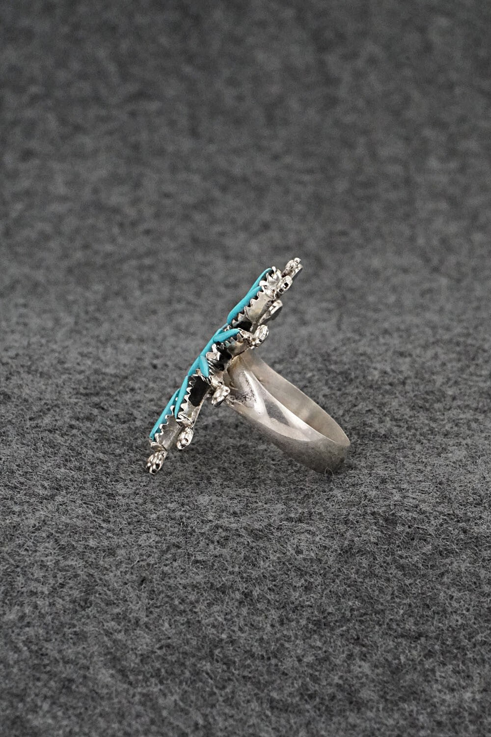 Turquoise & Sterling Silver Ring - Jack Etsate - Size 7