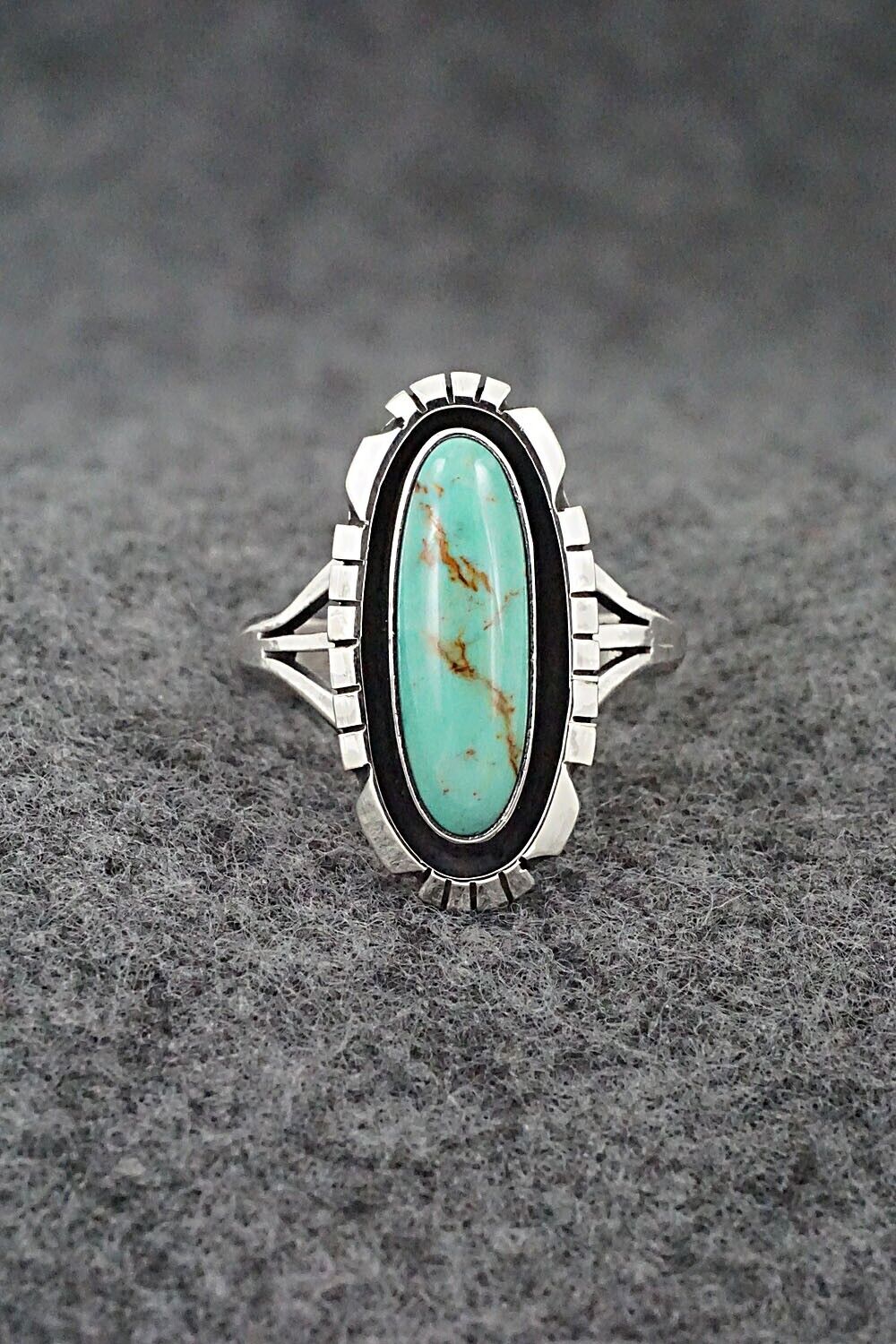Turquoise & Sterling Silver Ring - Amos Begay - Size 7.5