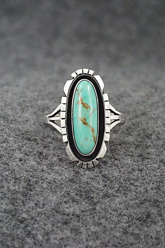 Turquoise & Sterling Silver Ring - Amos Begay - Size 7.5