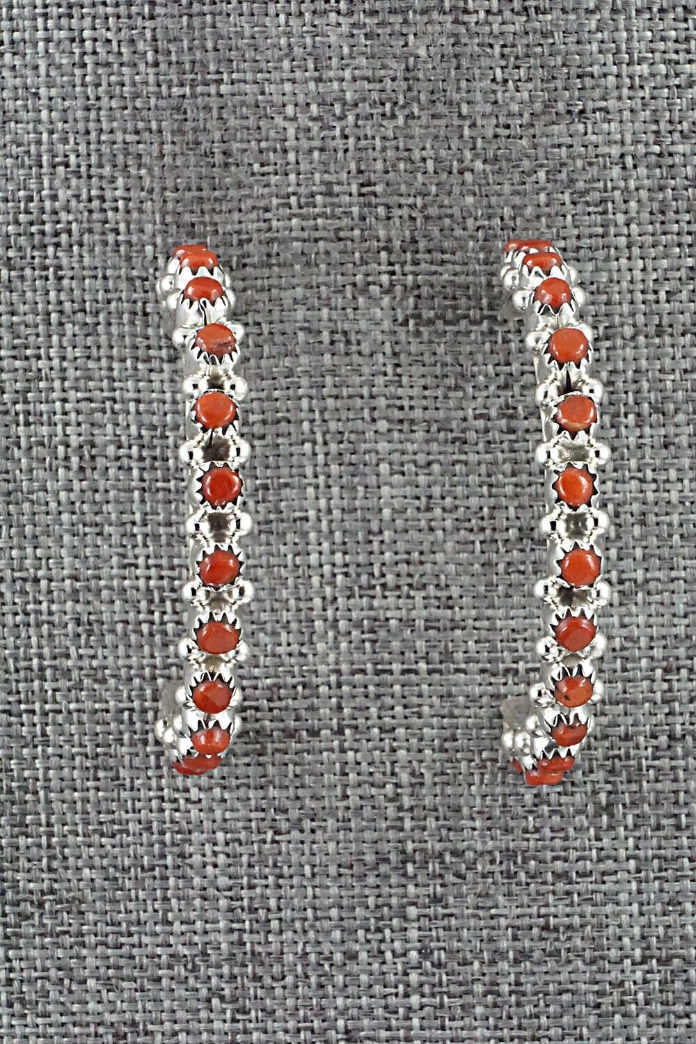 Coral & Sterling Silver Earrings - Murray Hannaweeka