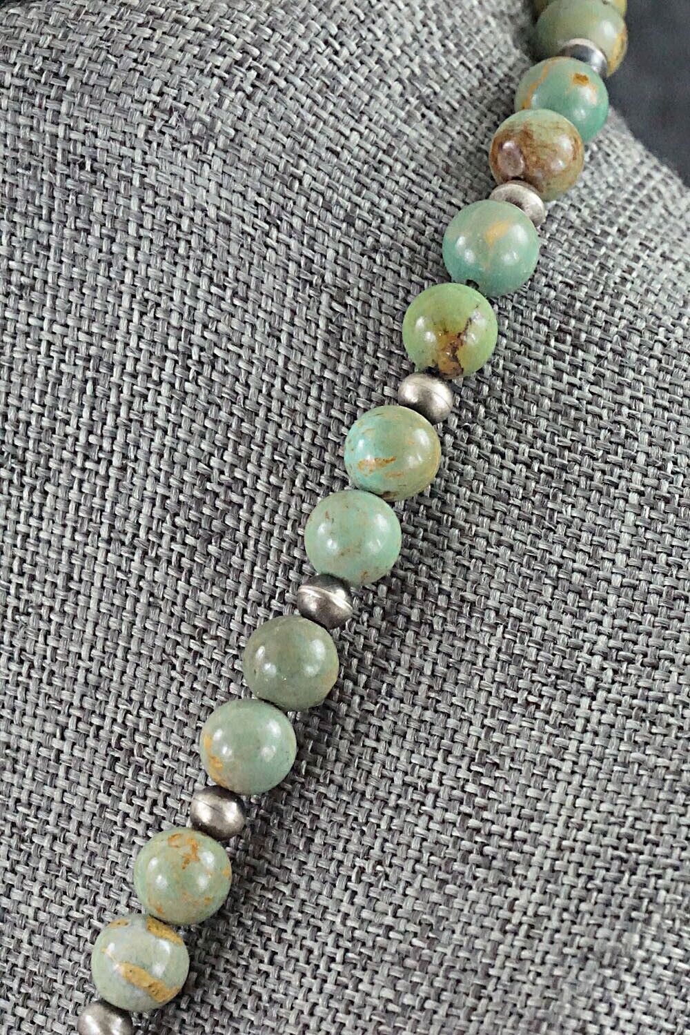Turquoise & Sterling Silver Necklace 21" - Doreen Jake