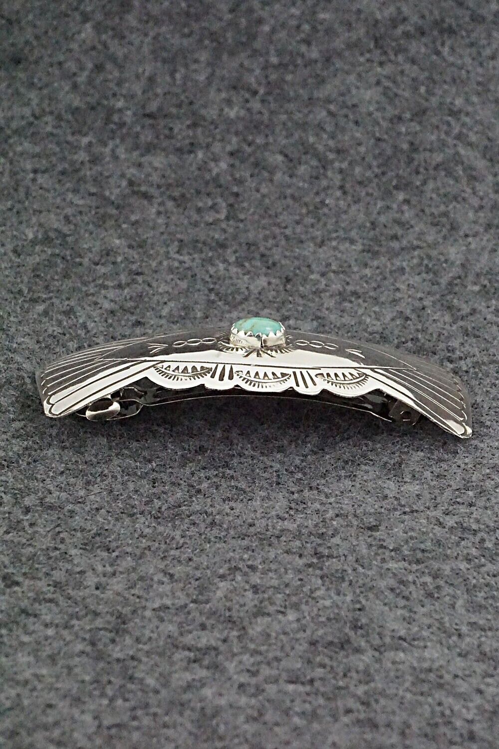 Turquoise & Sterling Silver Hair Barrette - Arlene Soce